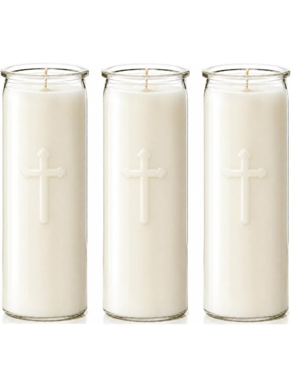 Large Unscented 7-Day Prayer Candles - Long Burning Devotional Pillar Set (3PCS)